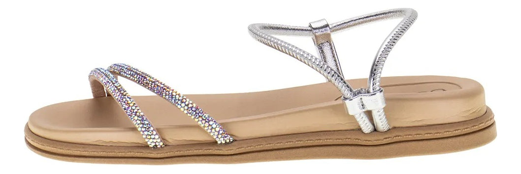 Sandália Beira Rio Glam com Strass Furta-cor.