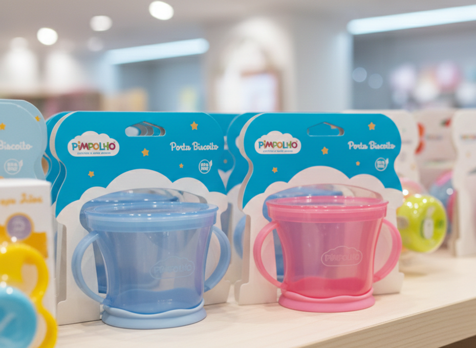 Porta Biscoito Pimpolho com Alças - Rosa e Azul