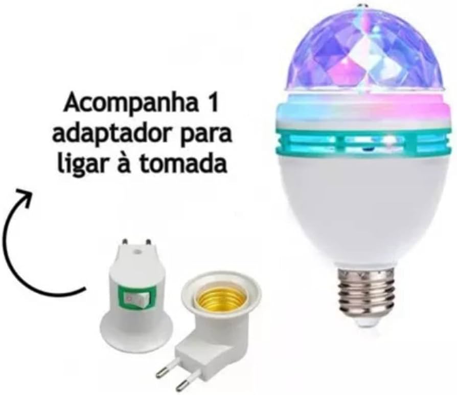Lâmpada LED Giratória RGB – Efeito Festa e Globo de Cristal