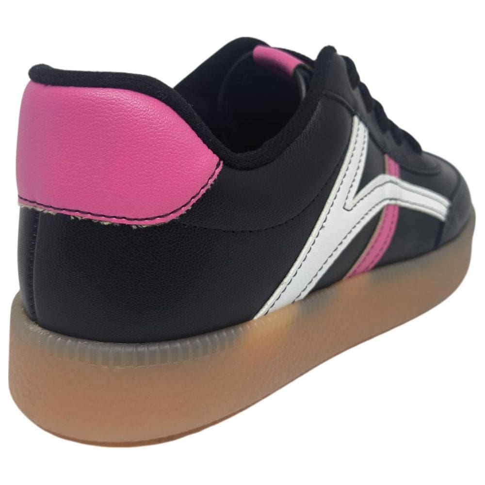 Tênis Casual Urbano - Preto, Branco e Rosa