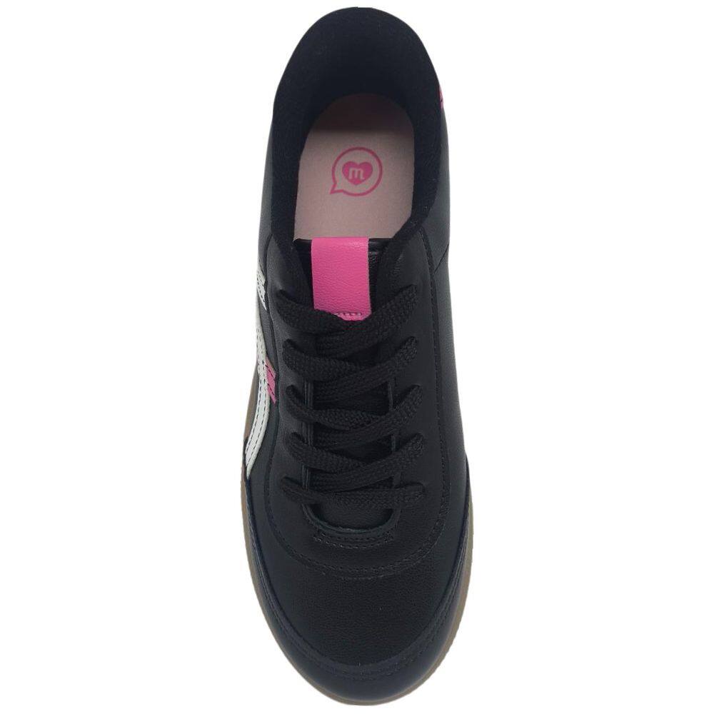 Tênis Casual Urbano - Preto, Branco e Rosa