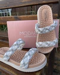 Chinelo Modare Ultraconforto – Slide com Tiras Trançadas e Brilho