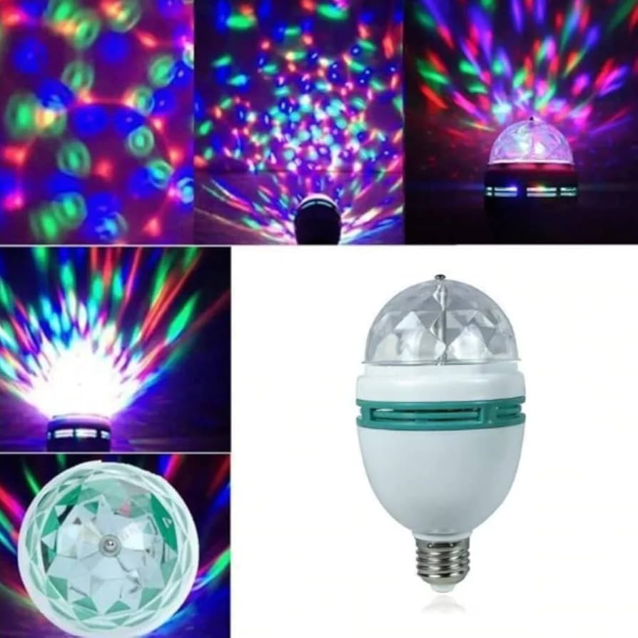 Lâmpada LED Giratória RGB – Efeito Festa e Globo de Cristal