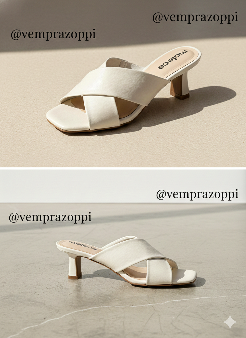 Tamanco Moleca Off-White com Tiras Cruzadas Ref:139,79