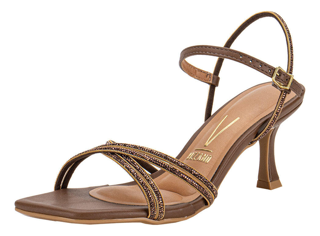 Sandália Vizzano Salto Médio Taça com Tiras em Glitter