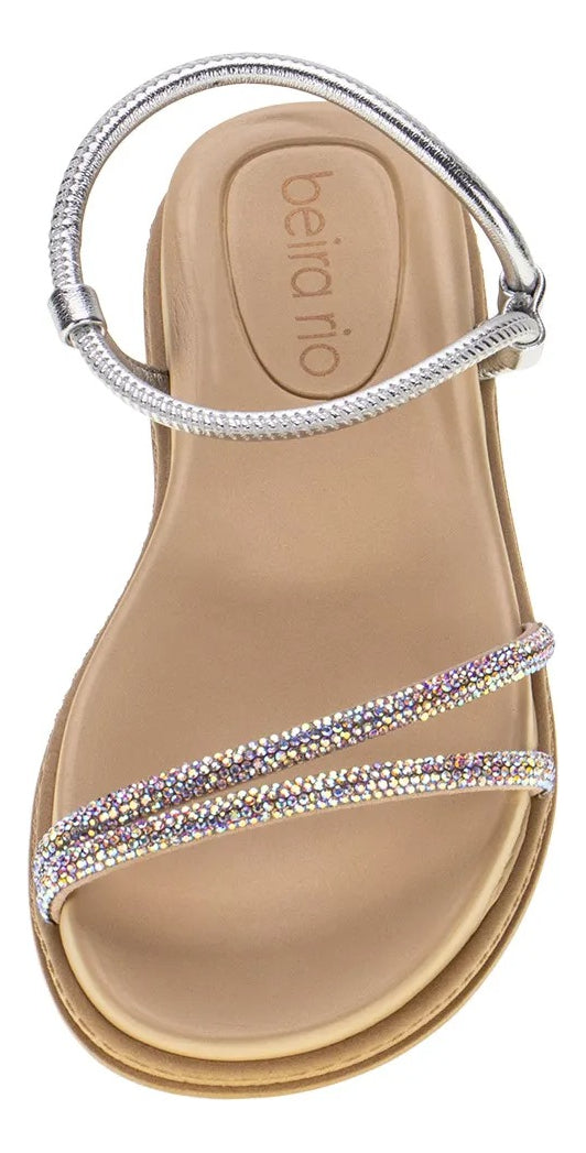 Sandália Beira Rio Glam com Strass Furta-cor.