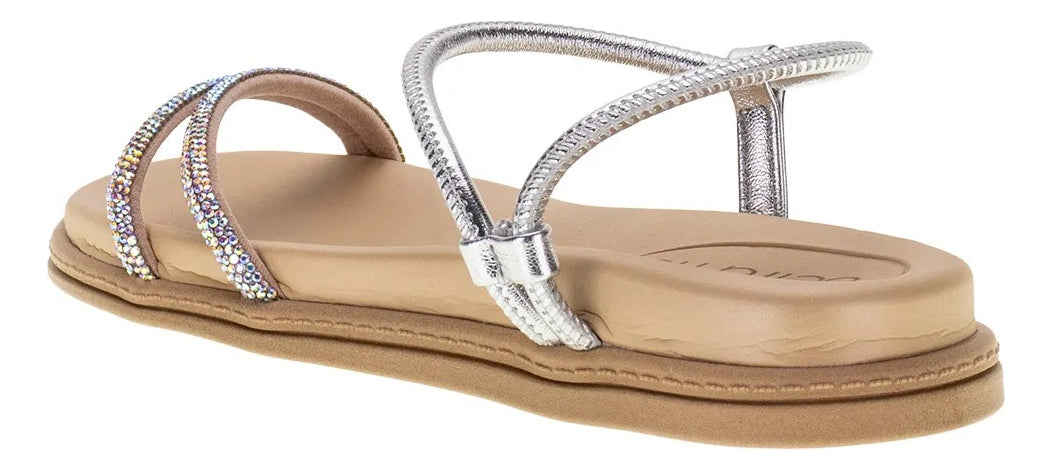 Sandália Beira Rio Glam com Strass Furta-cor.