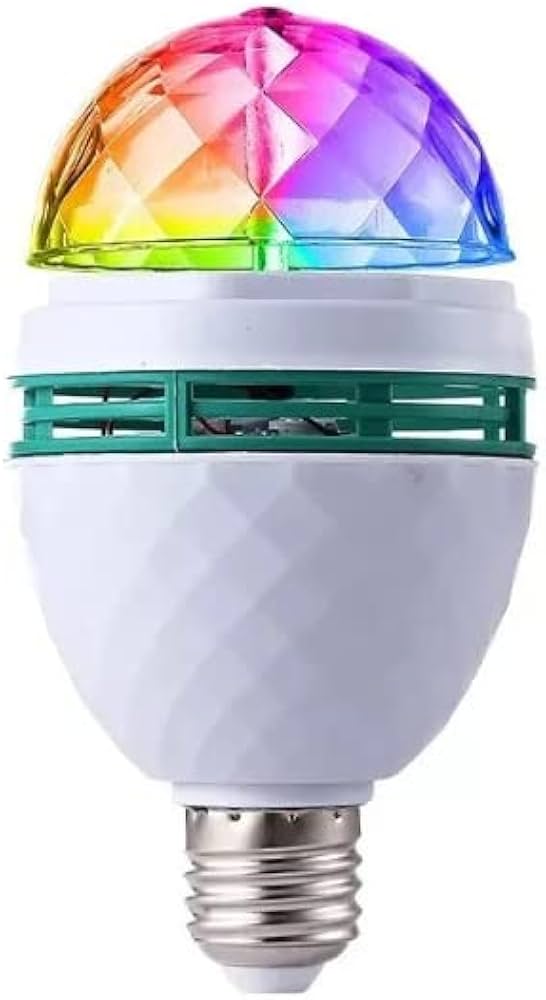 Lâmpada LED Giratória RGB – Efeito Festa e Globo de Cristal