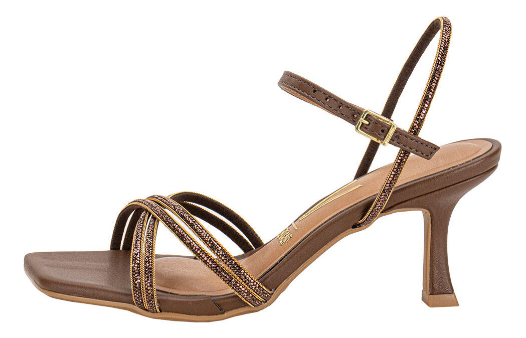 Sandália Vizzano Salto Médio Taça com Tiras em Glitter