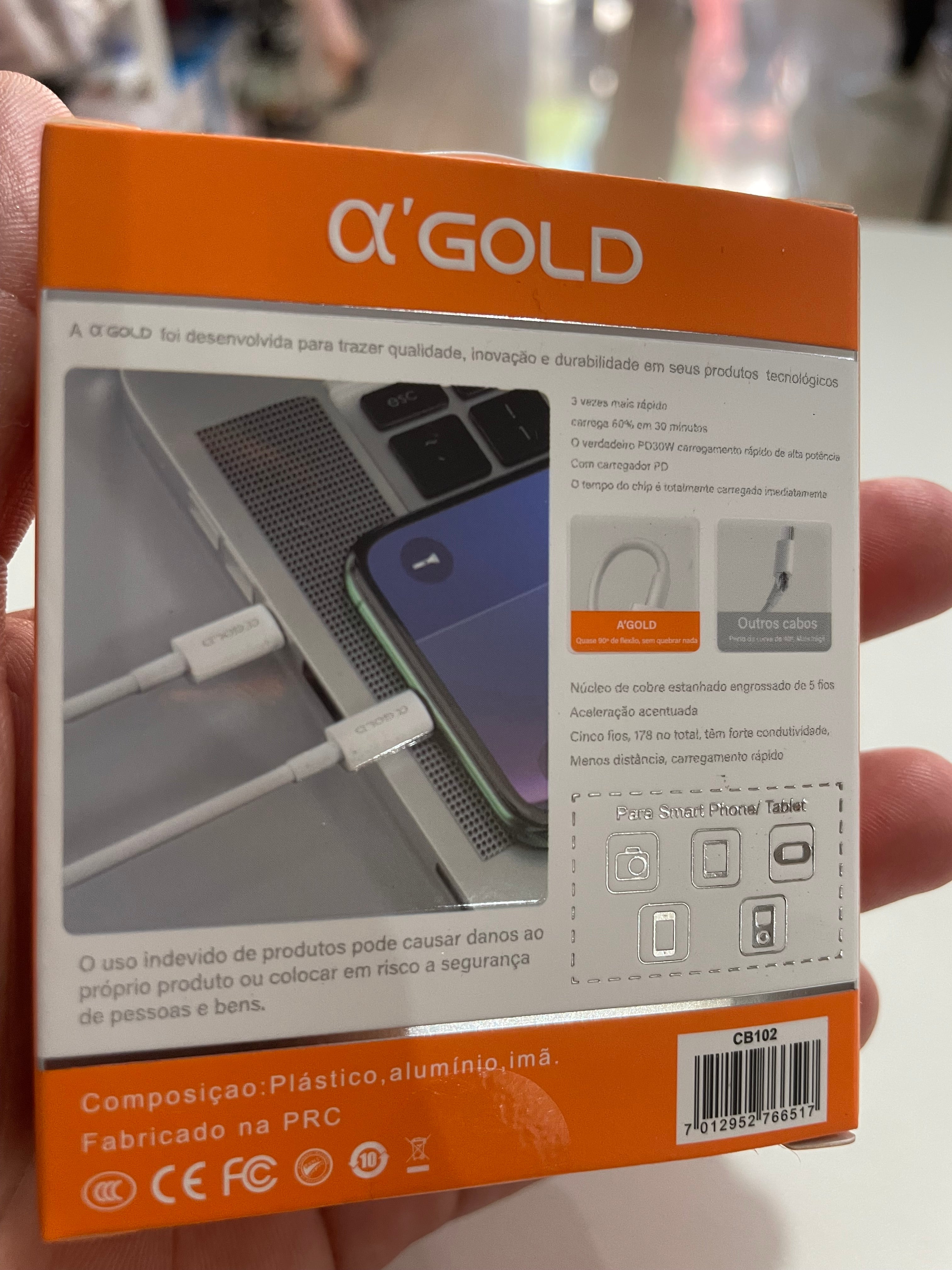 Cabo Turbo Alpha Gold CB102 – USB-C para Lightning (iPhone) – 30W – 1 Metro