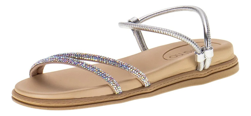 Sandália Beira Rio Glam com Strass Furta-cor.