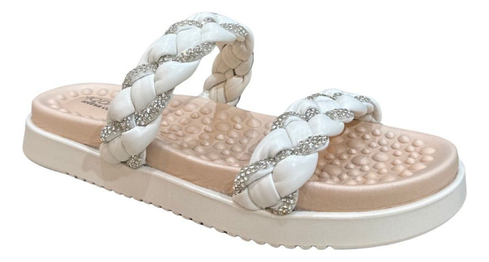 Chinelo Modare Ultraconforto – Slide com Tiras Trançadas e Brilho