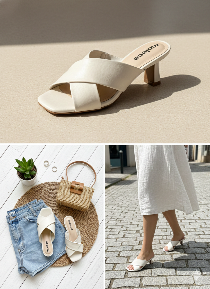 Tamanco Moleca Off-White com Tiras Cruzadas Ref:139,79