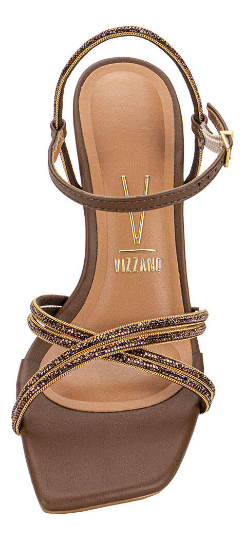 Sandália Vizzano Salto Médio Taça com Tiras em Glitter