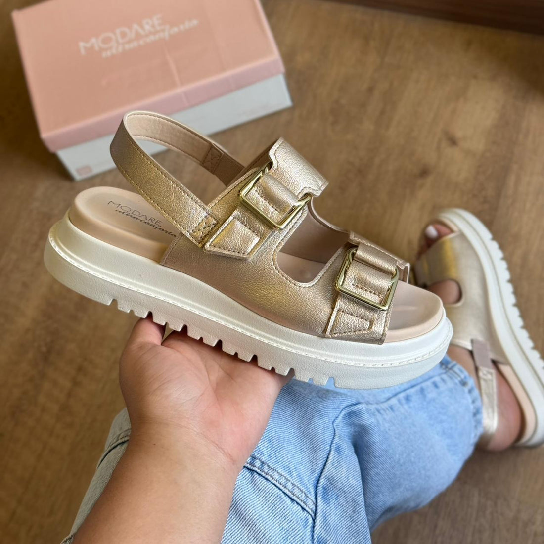 Sandália Modare Ultra Conforto-Metalizada