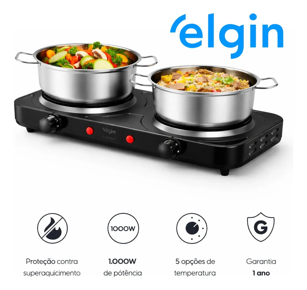 Fogão Elétrico de Mesa Elgin – Praticidade e Potência (2 Bocas)