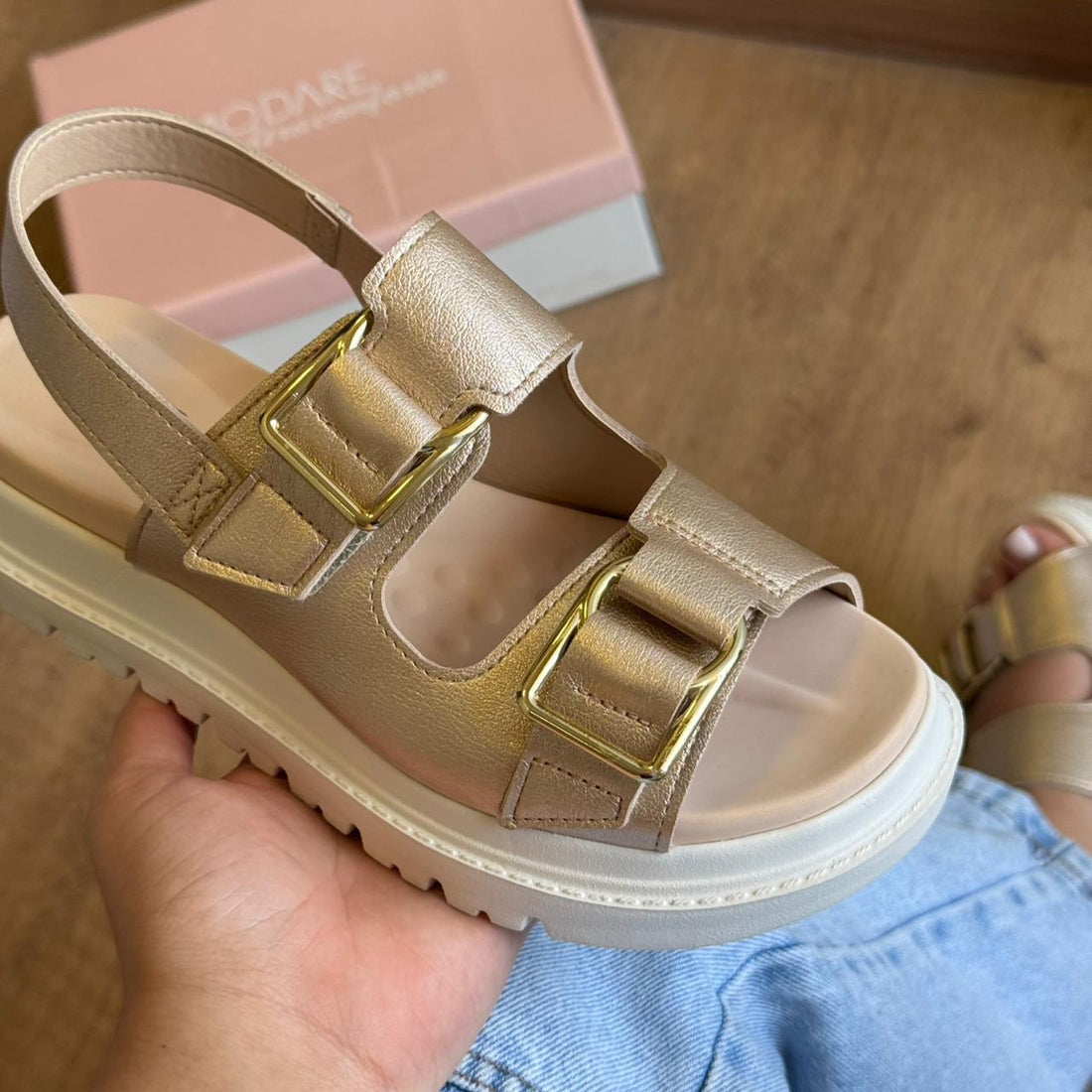 Sandália Modare Ultra Conforto-Metalizada