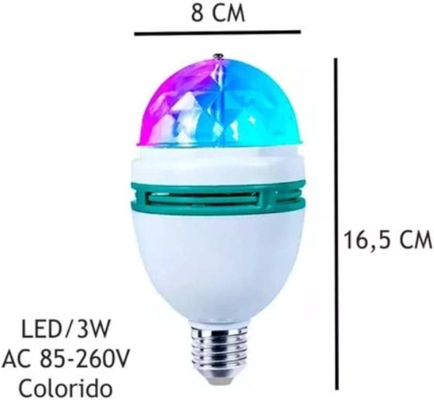 Lâmpada LED Giratória RGB – Efeito Festa e Globo de Cristal