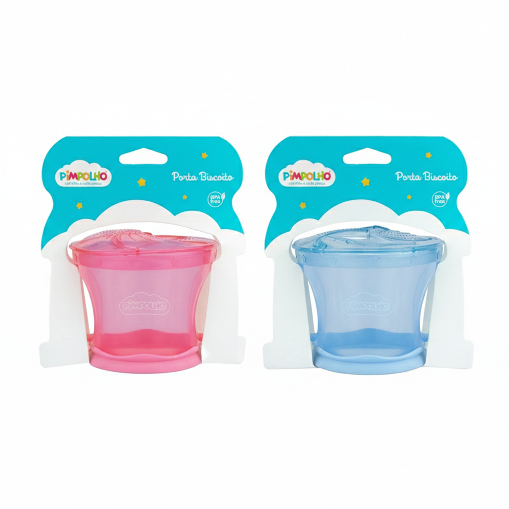 Porta Biscoito Pimpolho com Alças - Rosa e Azul