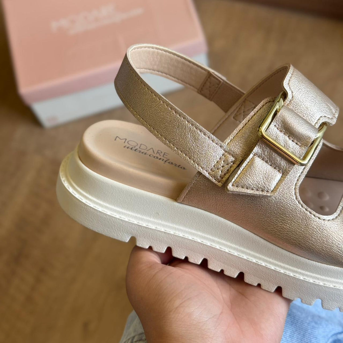 Sandália Modare Ultra Conforto-Metalizada
