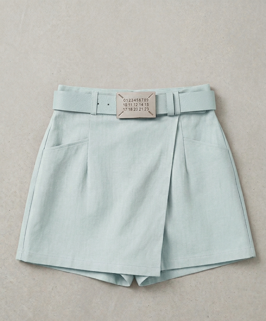 Shorts-Saia Alfaiataria com Cinto Utilitário