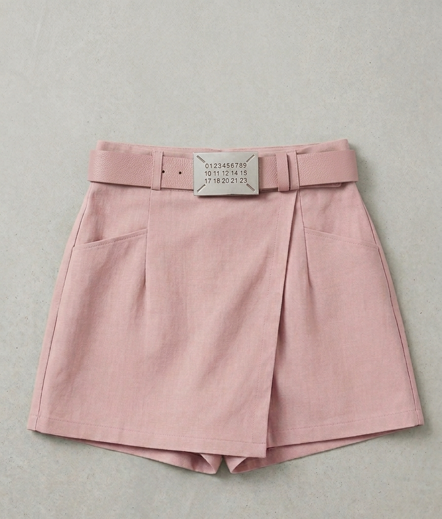 Shorts-Saia Alfaiataria com Cinto Utilitário