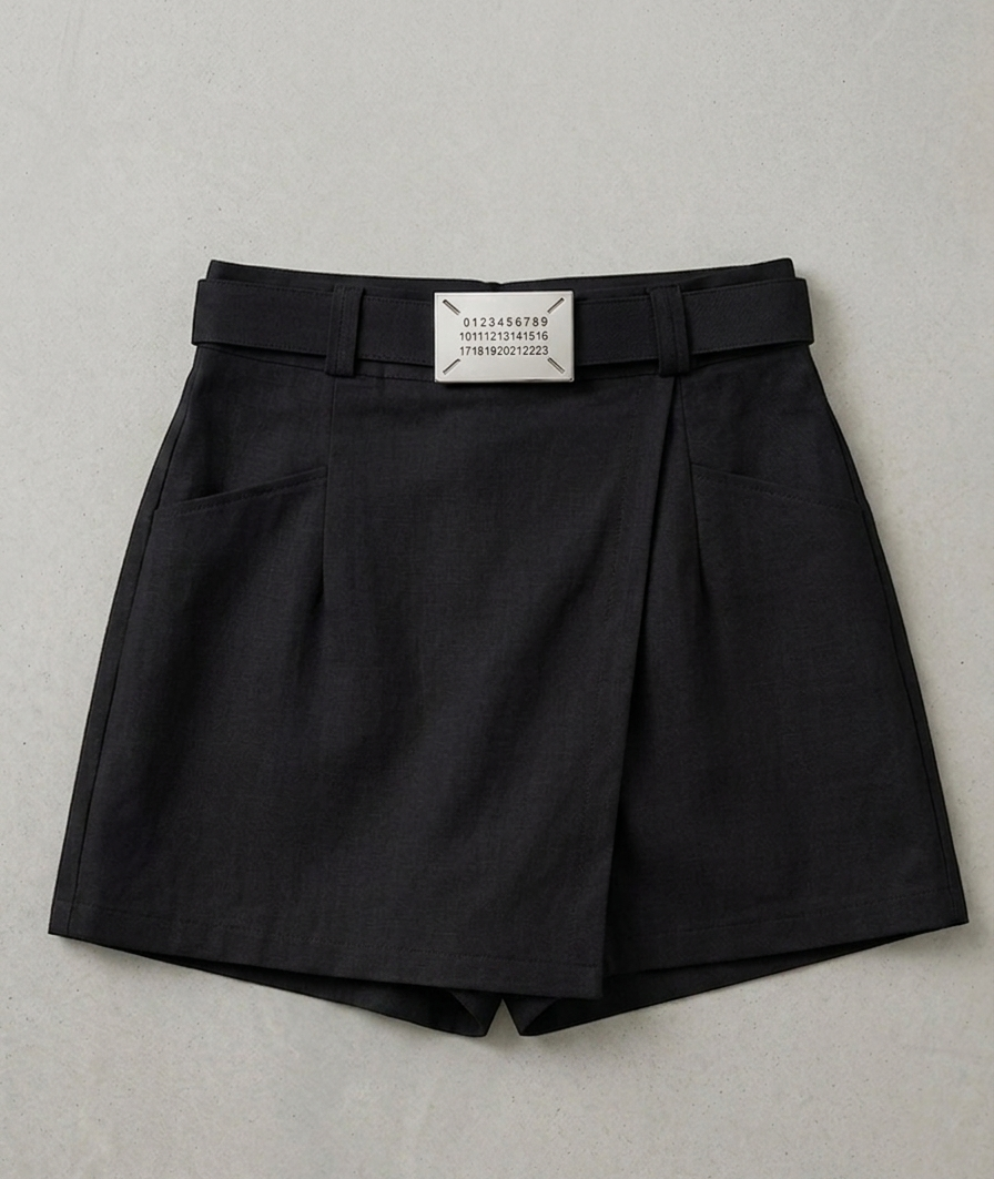 Shorts-Saia Alfaiataria com Cinto Utilitário