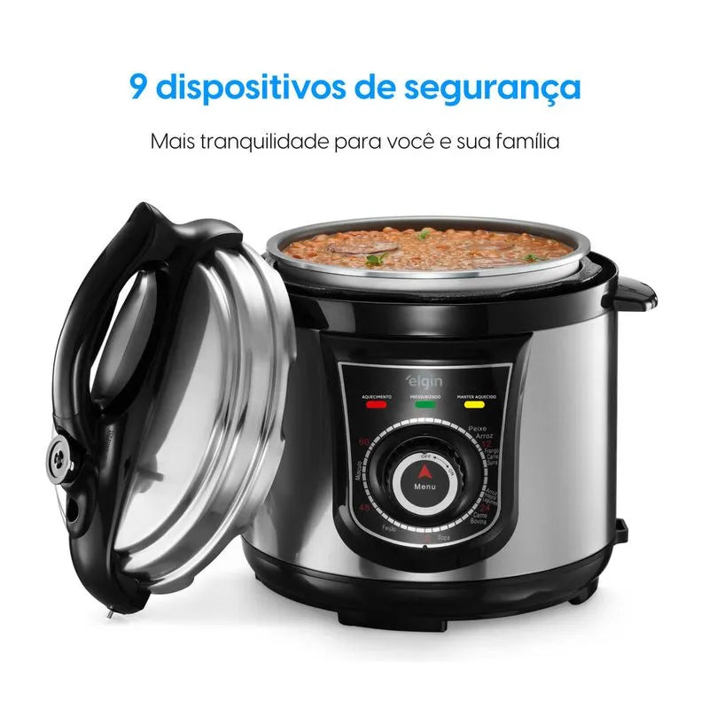 Panela de Pressão Elétrica - 10 Funções Timer Trava de Segurança 840W 110V