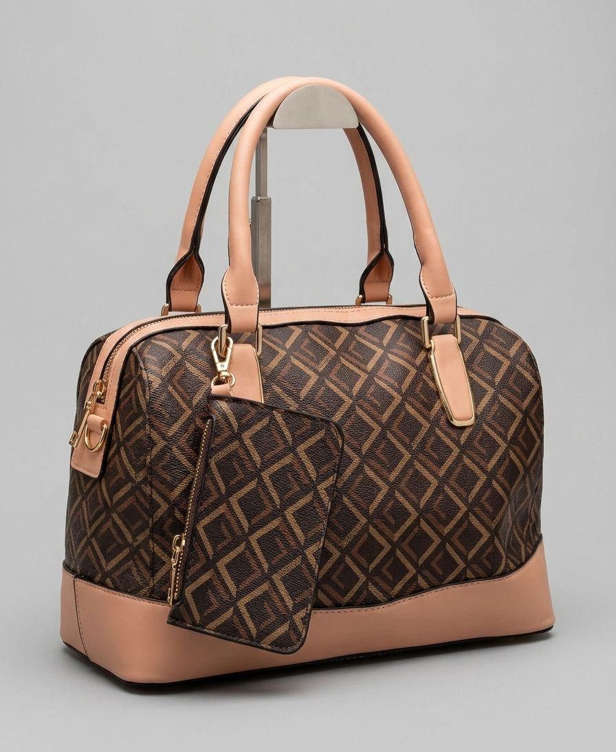 Bolsa Baú Estampada com Nécessaire Acoplada